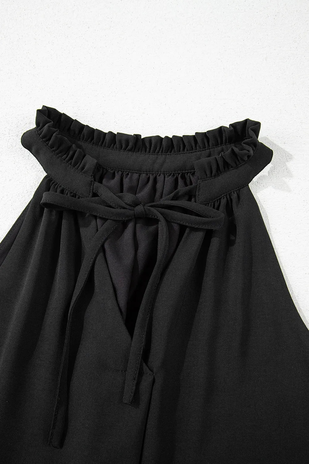 Pinched V Neck Tie Loose Tank Top