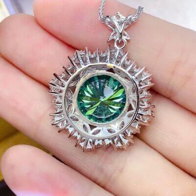 10 Carat Moissanite 925 Sterling Silver Pendant Necklace - Clothes For Her Online Store
