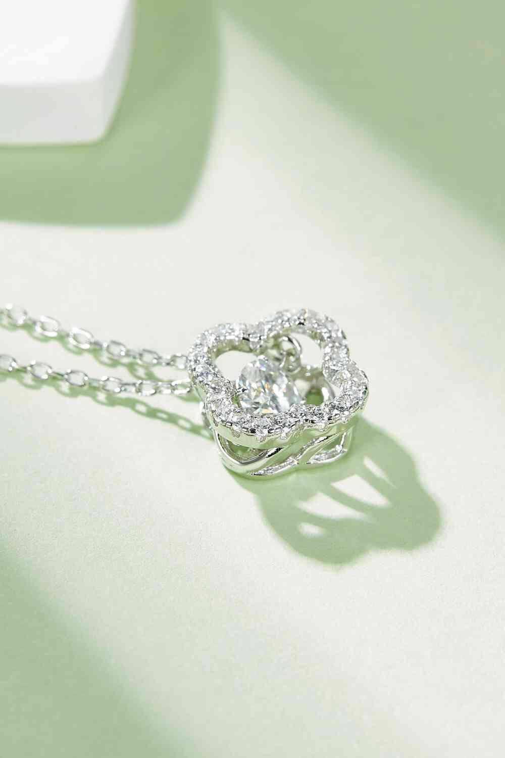 Moissanite Four Leaf Clover Pendant Necklace - Clothes For Her Online Store