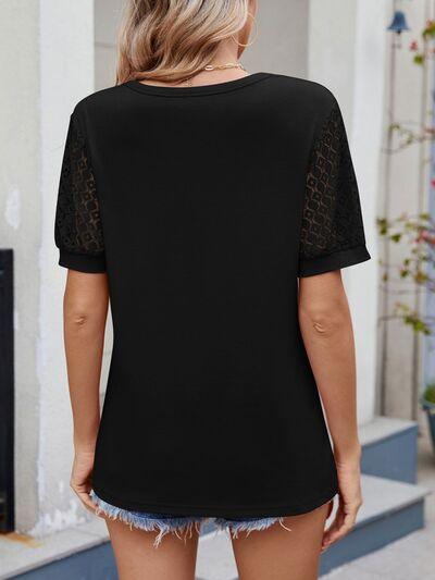 Lace Short Sleeve T-Shirt - Clothes For Her Online Store