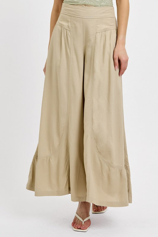 RISEN Shirring Detail Wide Leg Pants - Clothes For Her Online Store