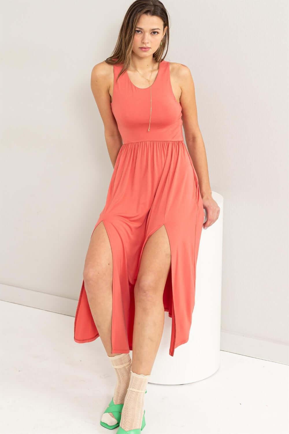 HYFVE Sleeveless Slit Midi Dress - Clothes For Her Online Store