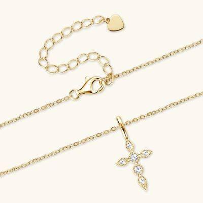 925 Sterling Silver Moissanite Cross Pendant Necklace - Clothes For Her Online Store