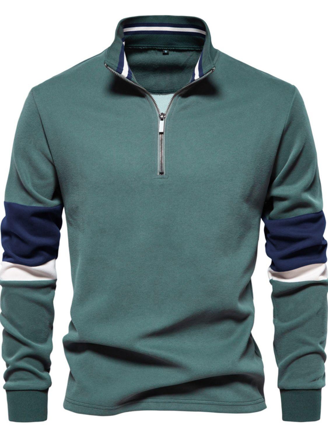 Men's Color Block Long Sleeve Polo - Clothes For Her Online Store