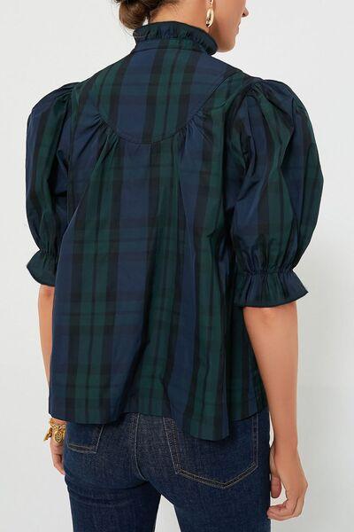 Puff Sleeve Frilled Trim Elegant Blouse - Clothes For Her Online Store
