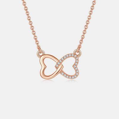 Moissanite 925 Sterling Silver Heart Bow Necklace - Clothes For Her Online Store