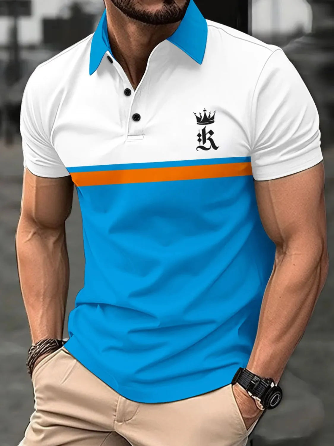 Men's Plus Size Collared Neck Short Sleeve Polo