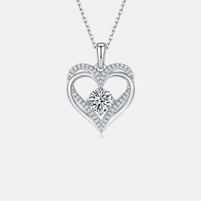 1.2 Carat Moissanite 925 Sterling Silver Heart Necklace - Clothes For Her Online Store