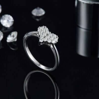 Moissanite 925 Sterling Silver Heart Ring - Clothes For Her Online Store