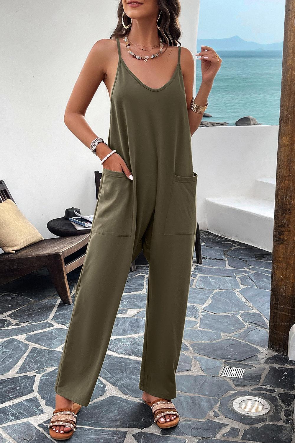 Devine Pocketed Spaghetti Strap Overalls - Clothes For Her Online Store