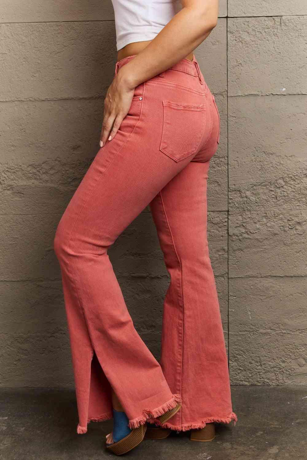 RISEN Bailey Full Size High Waist Side Slit Flare Jeans - Clothes For Her Online Store