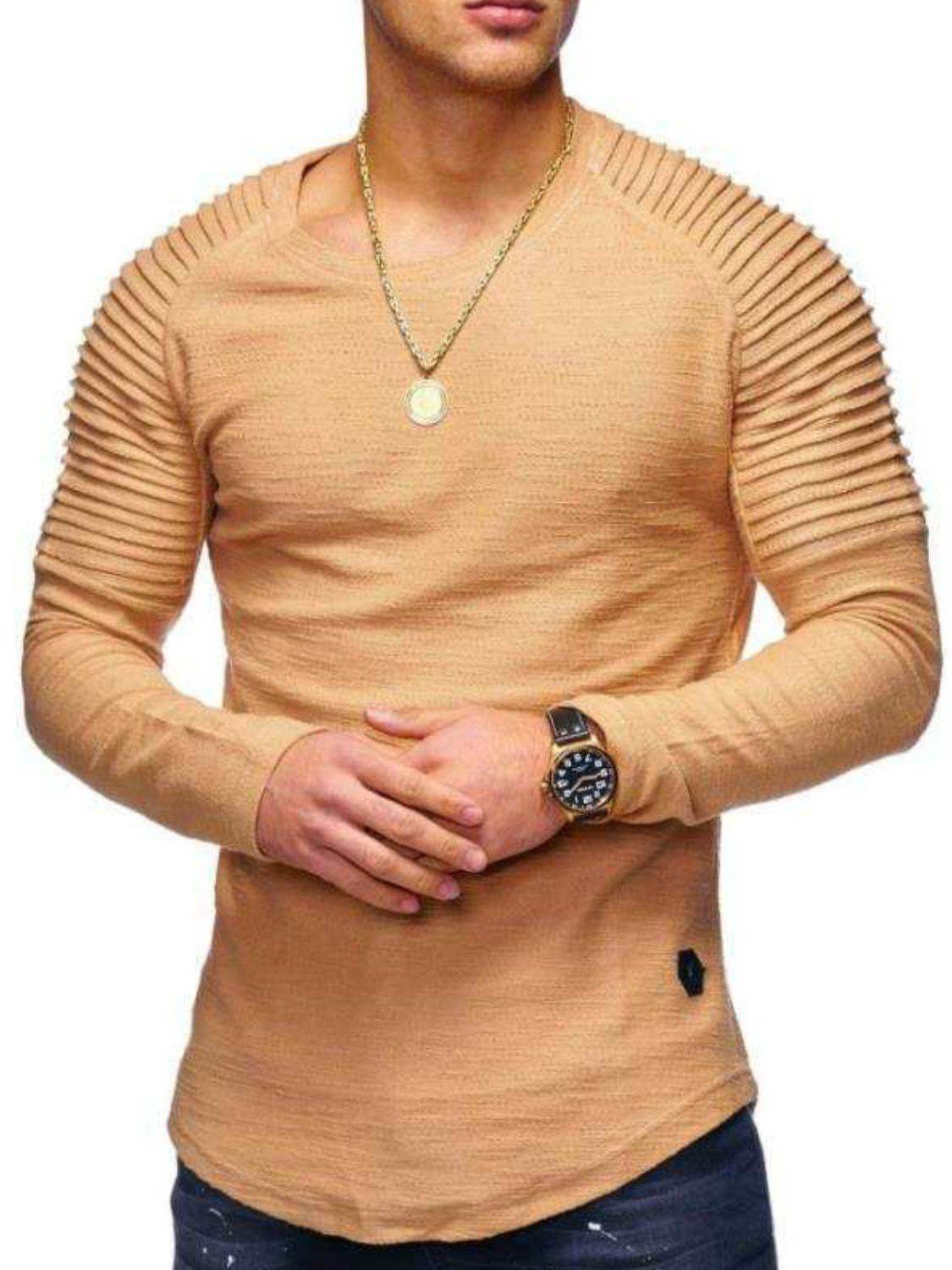 Men's Plus Size Round Neck Long Sleeve T-Shirt