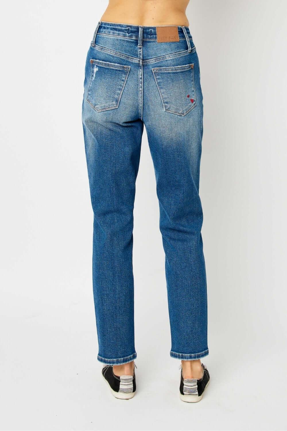 Judy Blue Full Size Queen Of Hearts Coin Pocket BF Jeans - Clothes For Her Online Store