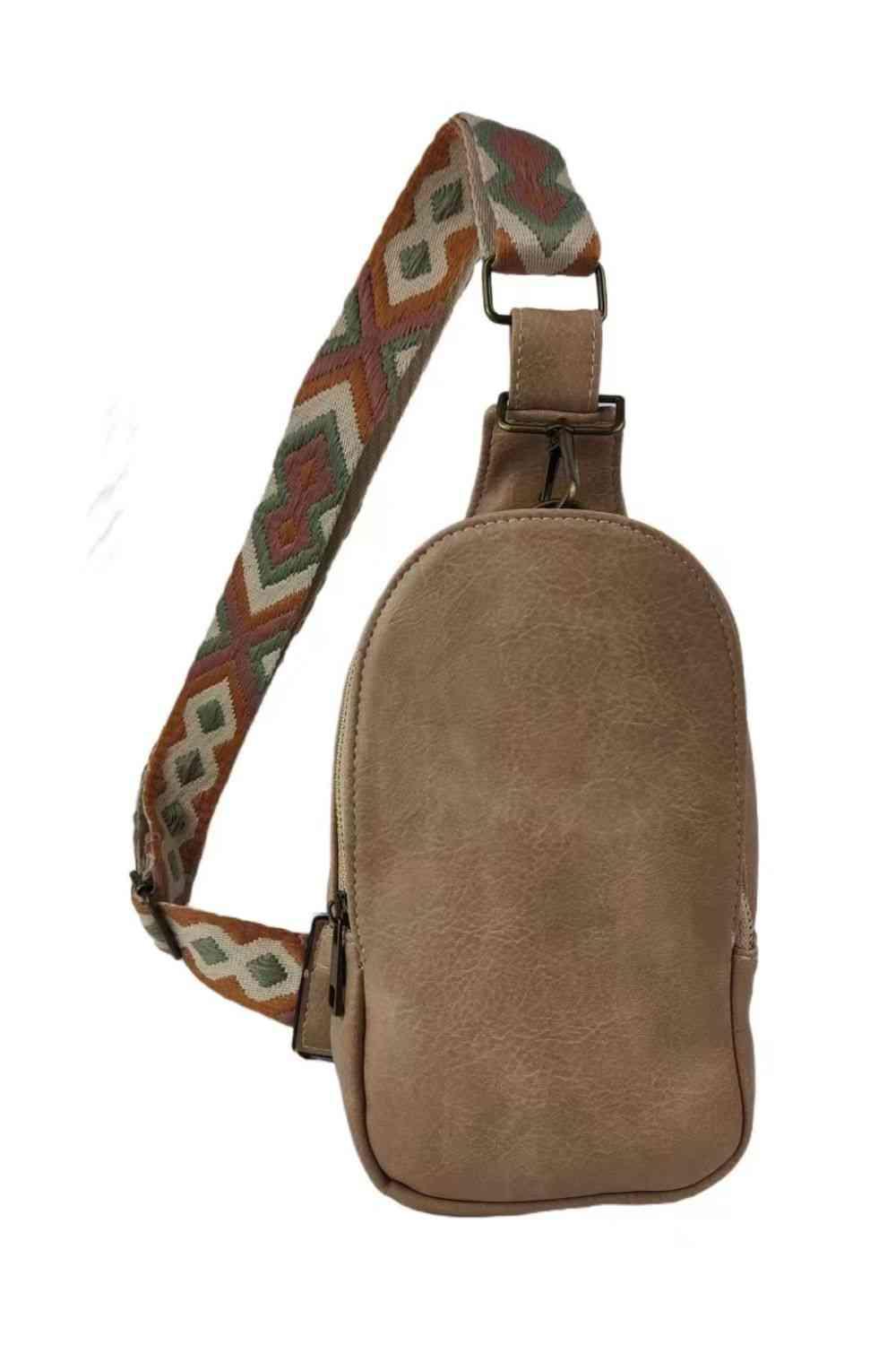 Random Pattern Adjustable Strap PU Leather Sling Bag - Clothes For Her Online Store