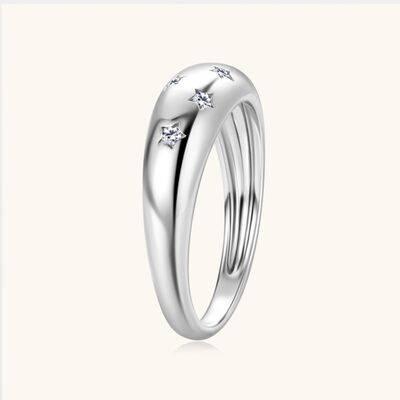 925 Sterling Silver Inlaid Moissanite Star Ring - Clothes For Her Online Store
