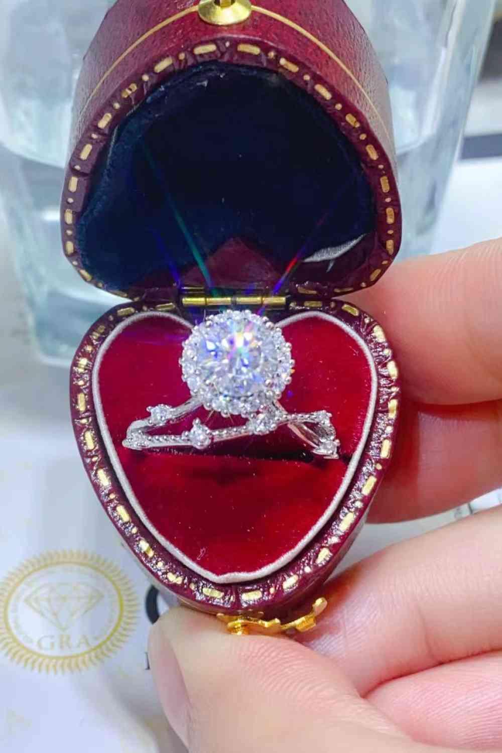 1 Carat Moissanite Platinum-Plated Ring - Clothes For Her Online Store