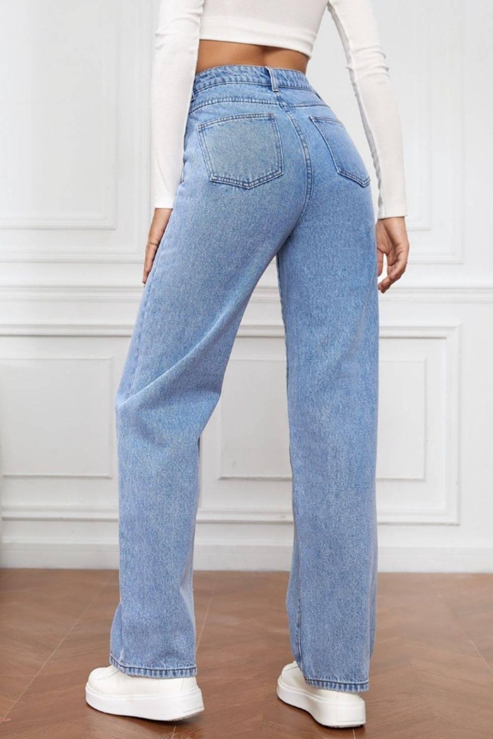 High Waist Straight Jeans - Clothes For Her Online Store