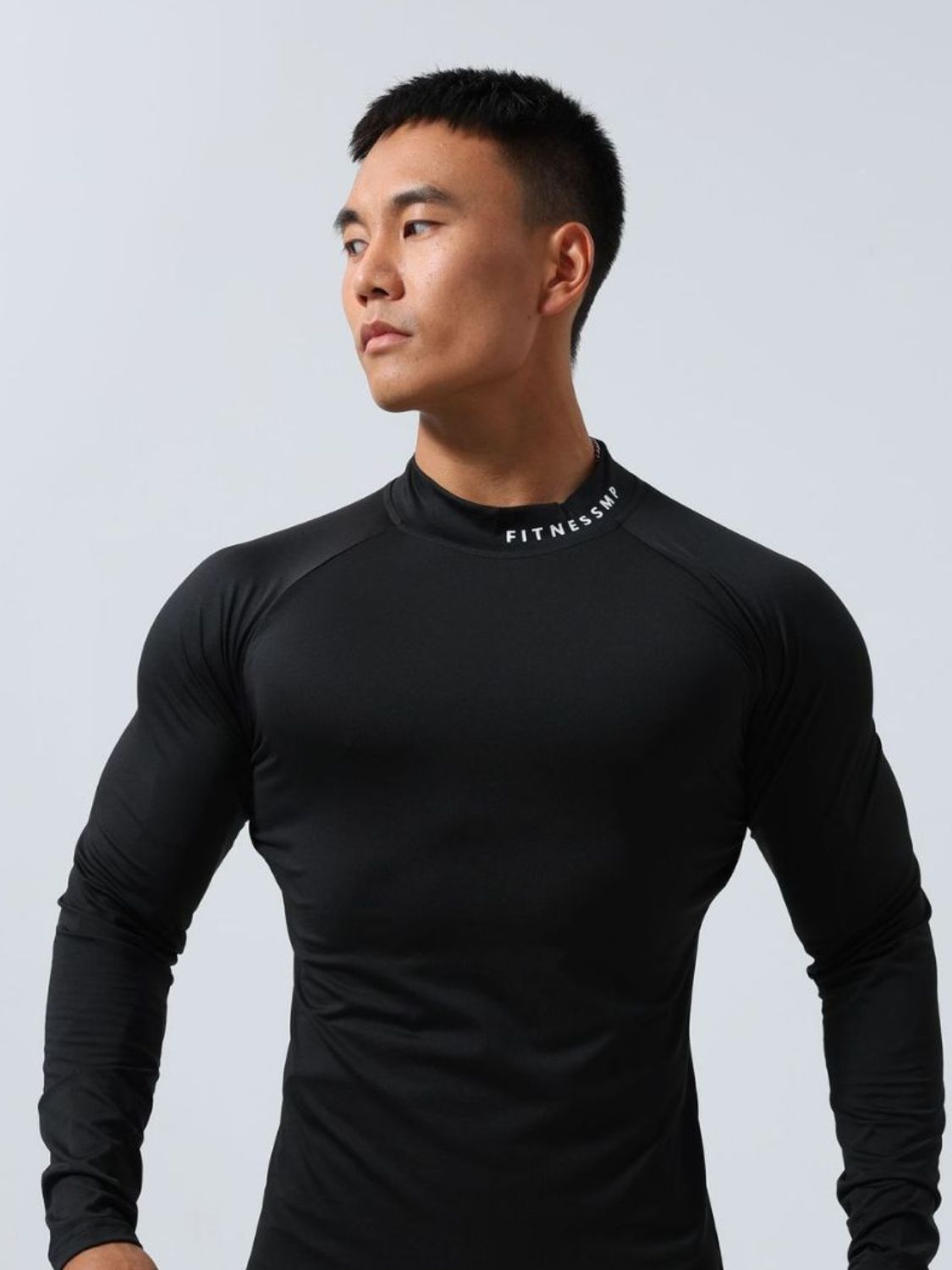 Men's Plus Size Mock Neck Long Sleeve T-Shirt