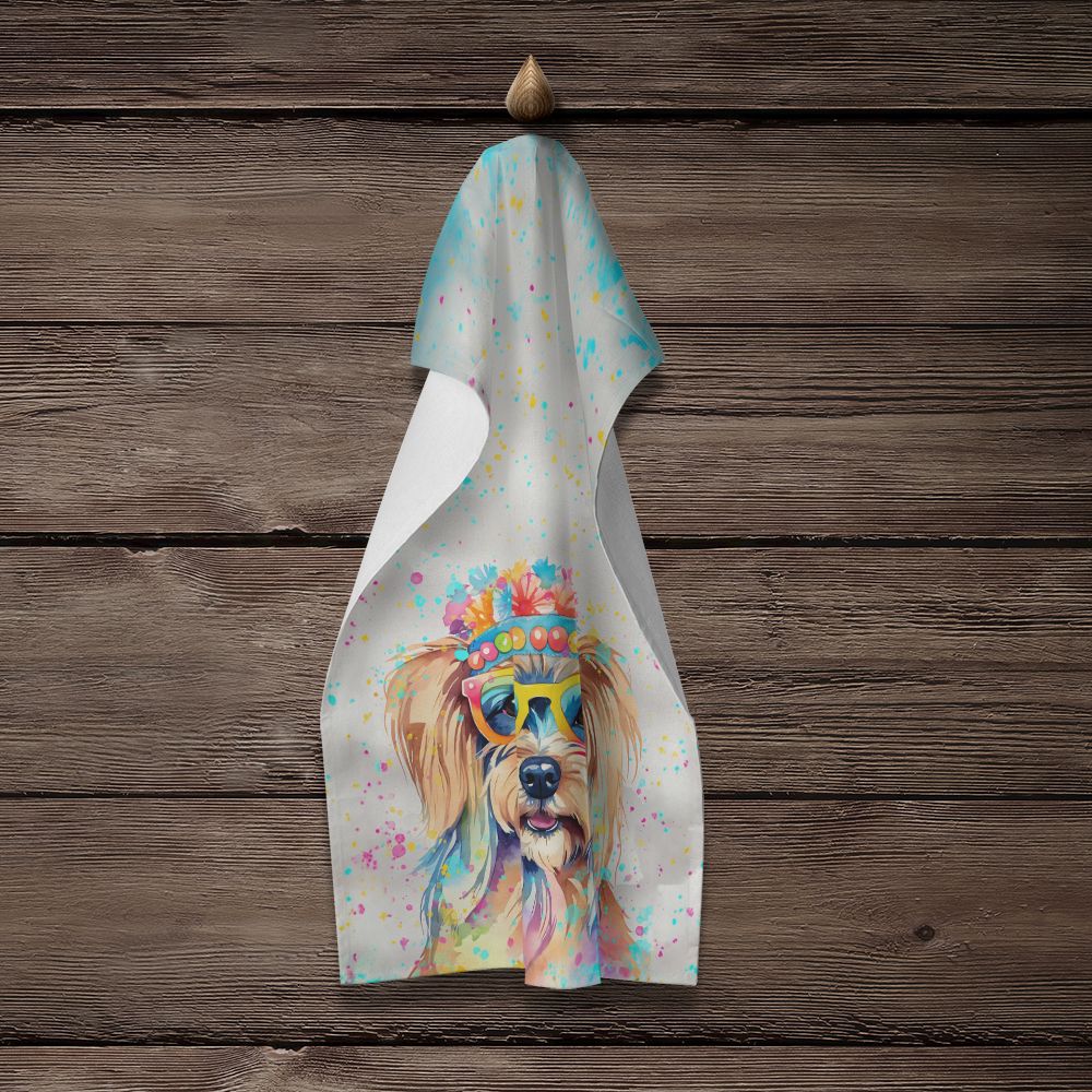 Yorkshire Terrier Hippie Dawg Kitchen Towel Dish Cloths Guest Hand Towel Decorative Bathroom Towel for Face,Tea, Dishcloth, Kitchen and Bath