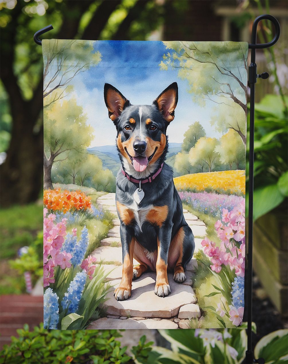 Australian Cattle Dog Spring Garden Garden Flag Mailbox Flag Decorative Yard Flag Banner Outside Patio Artwork Yard Flower Beds, Garden Size, Multicolor