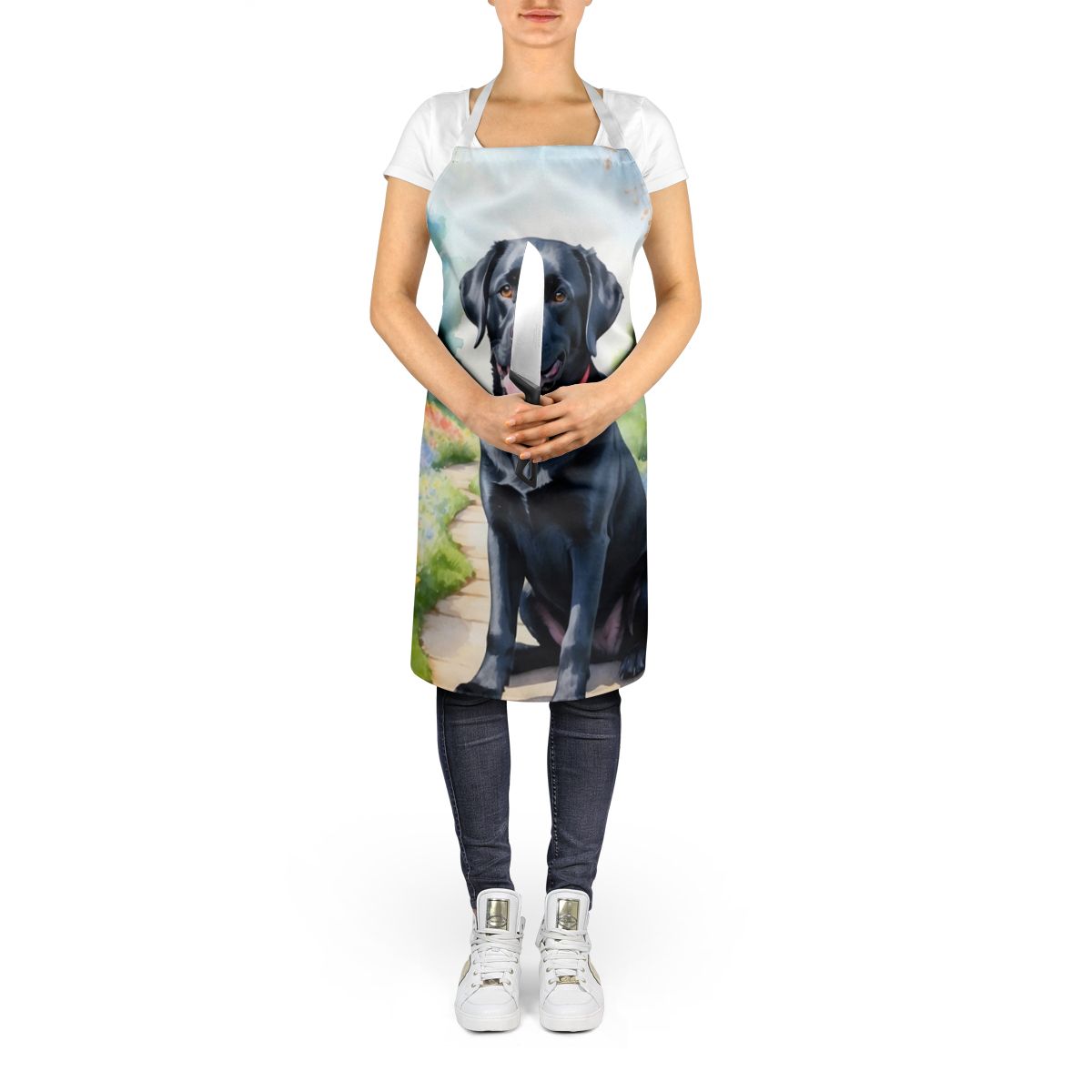 Labrador Retriever Spring Path Apron Cooking Kitchen Server Baking Crafts Gardening for Adult Women Men, Unisex, Large, Multicolor