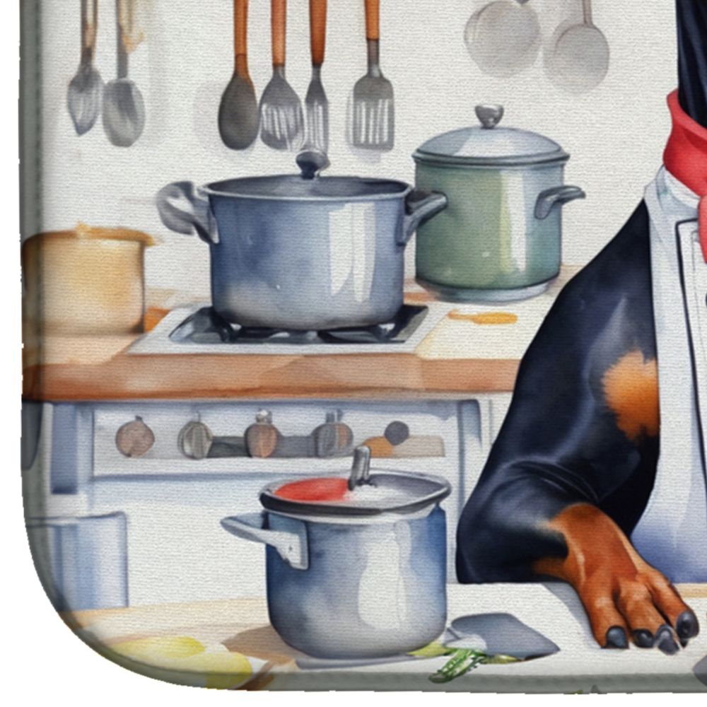 Doberman Pinscher The Chef Dish Drying Mat Absorbent Dish Drying Mat Pad for Kitchen Counter Dish Drainer Mat for Countertop, 14 x 21", Multicolor