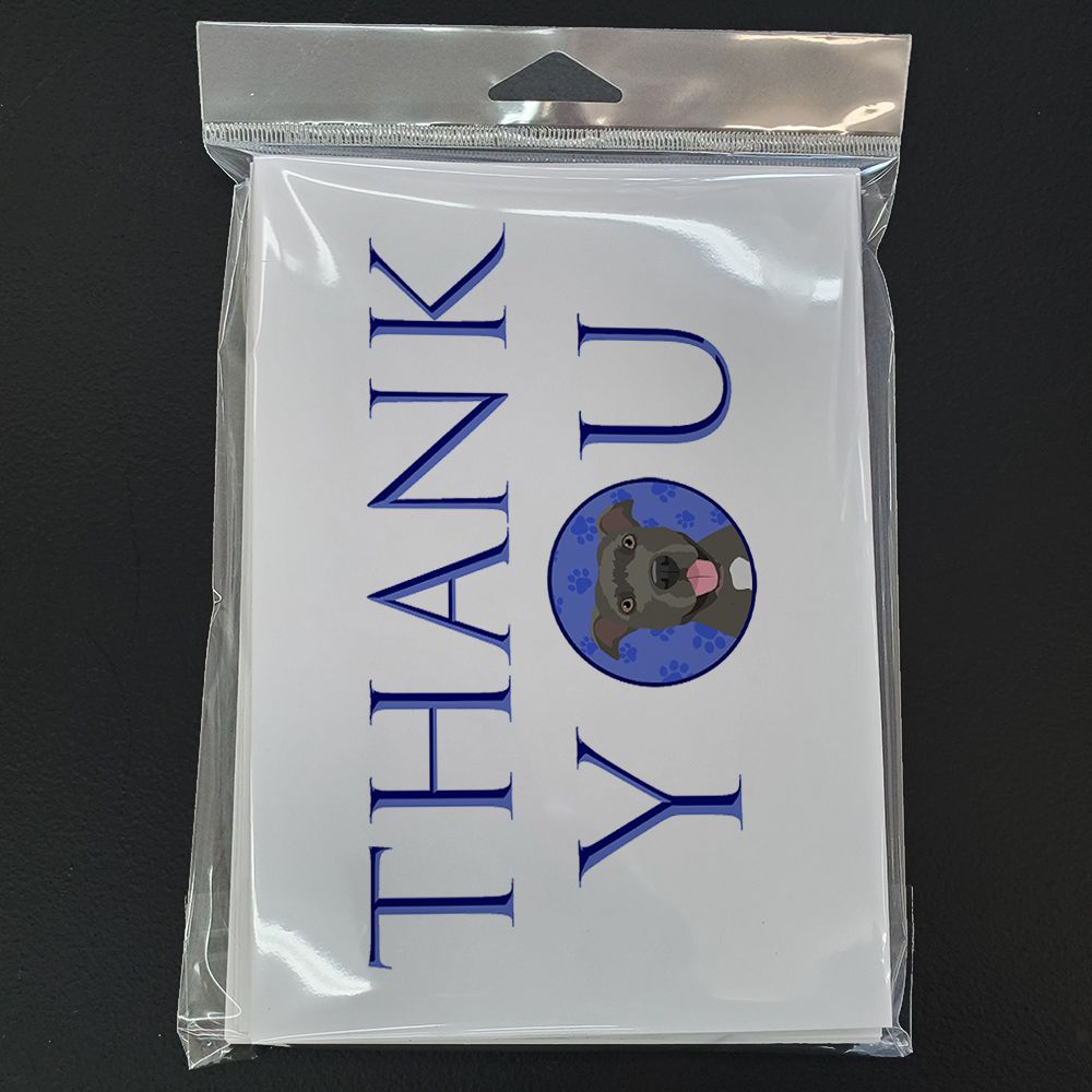 Pit Bull Blue #3 Thank You Greeting Cards Pack of 8 Blank Cards with Envelopes Whimsical A7 Size 5x7 Blank Note Cards