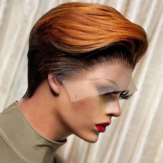 Women Dyed Lace Short Straight Synthetic Wig Hairpiece for Party - Clothes For Her Online Store