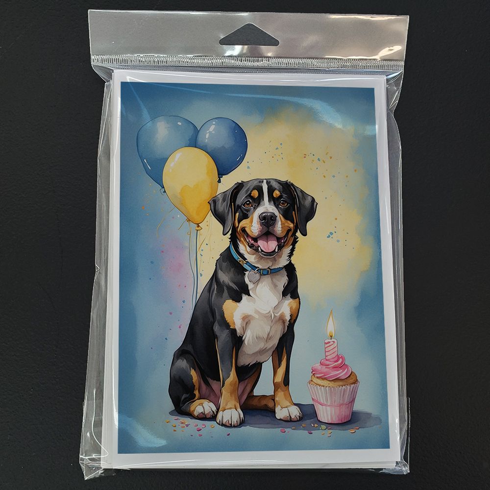 Entlebucher Mountain Dog Happy Birthday Greeting Cards Pack of 8 Blank Cards with Envelopes Whimsical A7 Size 5x7 Blank Note Cards