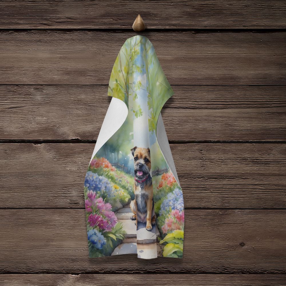 Border Terrier Spring Path Kitchen Towel Dish Cloths Guest Hand Towel Decorative Bathroom Towel for Face,Tea, Dishcloth, Kitchen and Bath