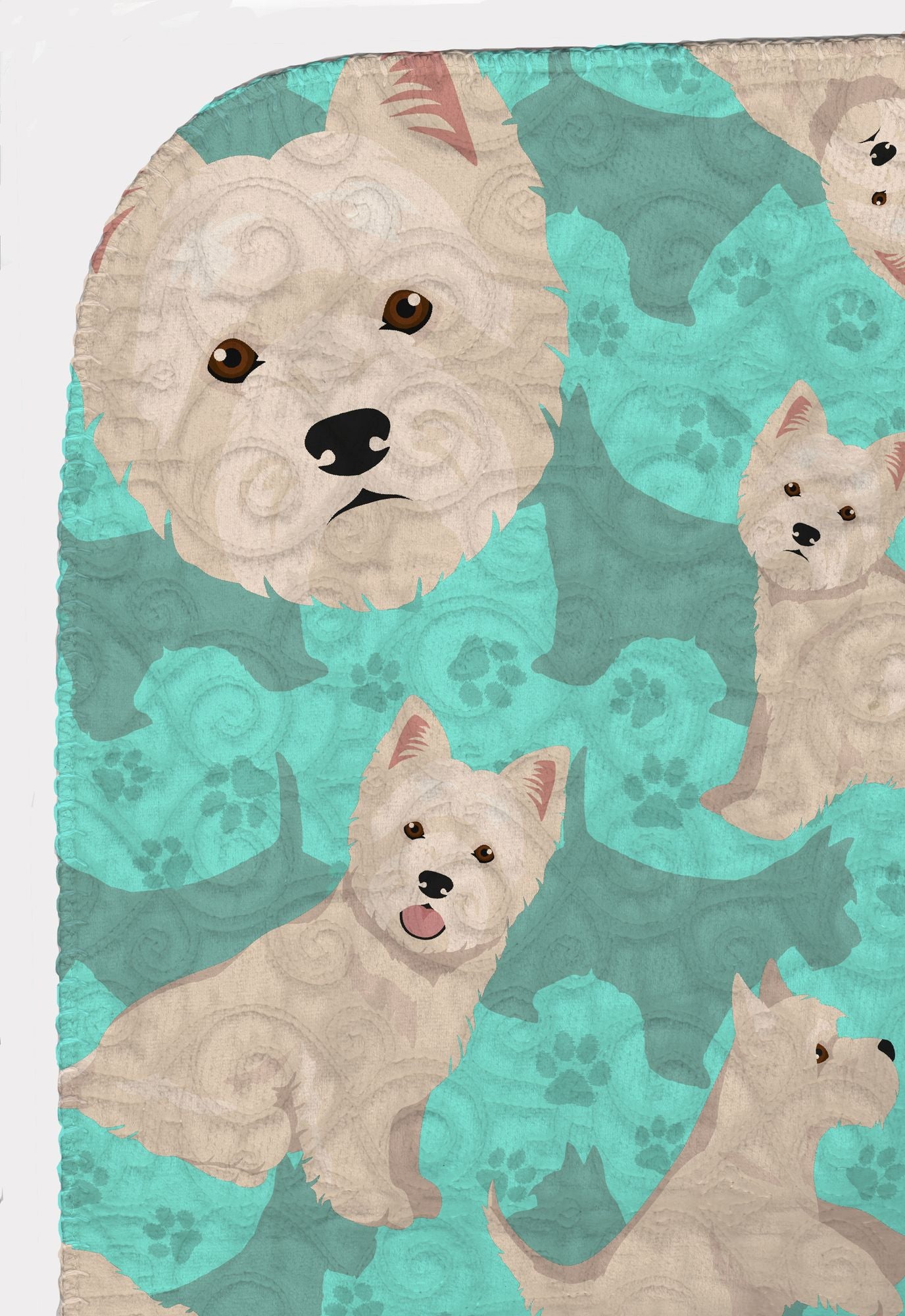 Westie Quilted Blanket 50x60 Artwork Pattern Quilted Throw Blanket for Bed, Couch, Sofa, Soft and Lightweight