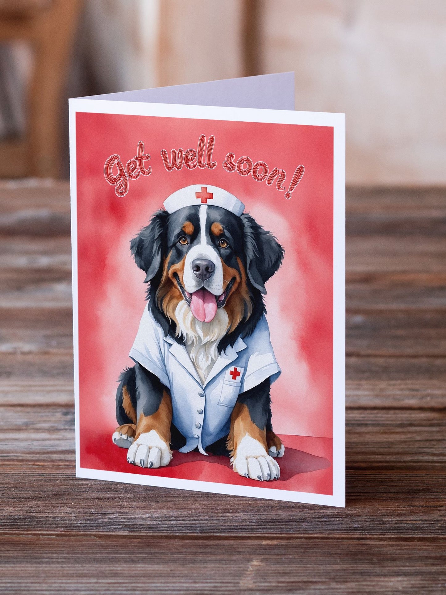 Bernese Mountain Dog Get Well Soon Greeting Cards Pack of 8 Blank Cards with Envelopes Whimsical A7 Size 5x7 Blank Note Cards
