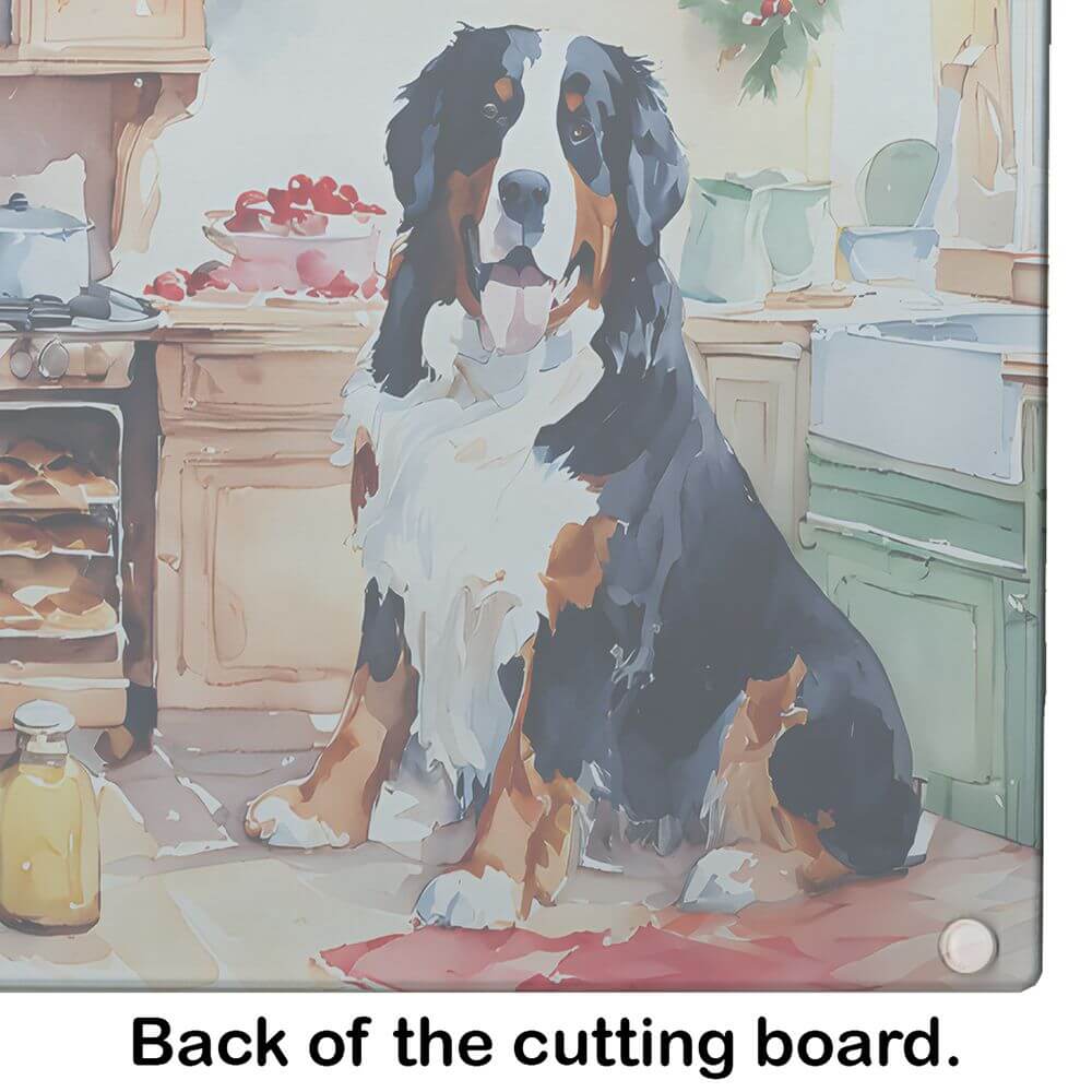 NEW Bernese Mountain Dog Christmas Cookies Glass Cutting Board Decorative Tempered Glass Kitchen Cutting and Serving Board Large Size Chopping Board