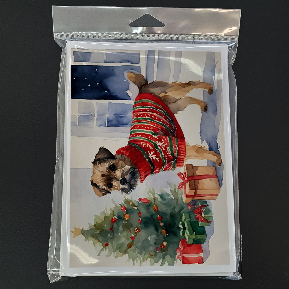 Border Terrier Christmas Greeting Cards Pack of 8 Blank Cards with Envelopes Whimsical A7 Size 5x7 Blank Note Cards