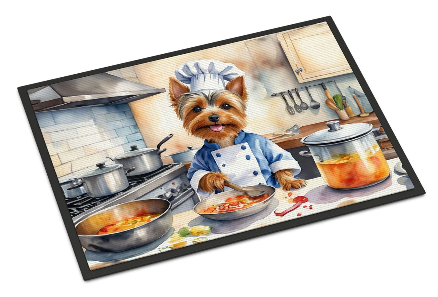 NEW Silky Terrier The Chef Doormat Front Door Mat Indoor Outdoor Rugs for Entryway, Non Slip Washable Low Pile, 18H X 27W