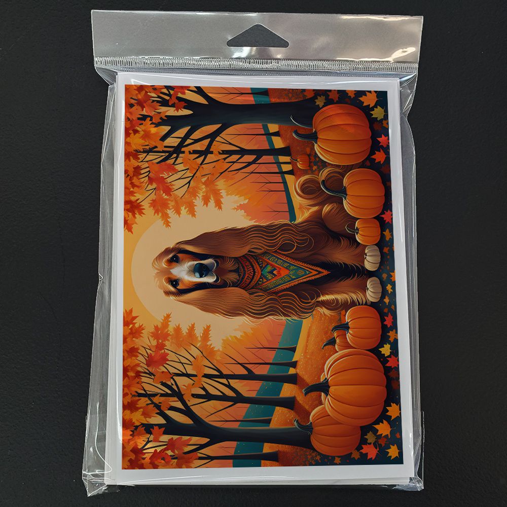 Afghan Hound Fall Greeting Cards Pack of 8 Blank Cards with Envelopes Whimsical A7 Size 5x7 Blank Note Cards