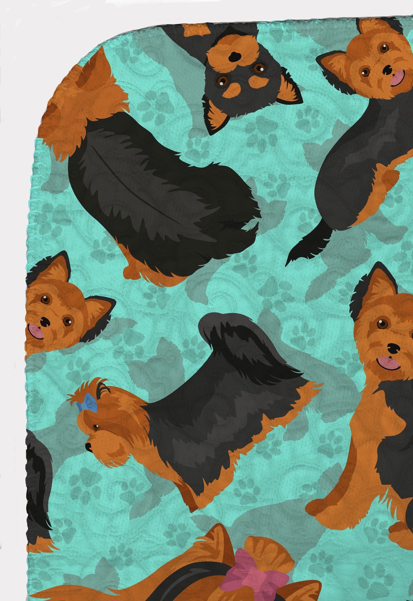 Black and Tan Yorkie Quilted Blanket 50x60 Artwork Pattern Quilted Throw Blanket for Bed, Couch, Sofa, Soft and Lightweight