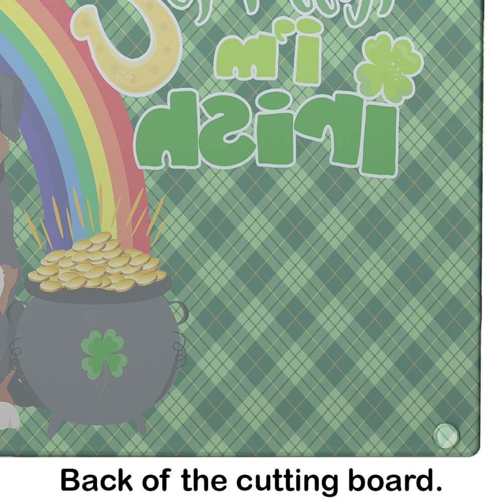 Bernese Mountain Dog St. Patrick's Day Glass Cutting Board Decorative Tempered Glass Kitchen Cutting and Serving Board Large Size Chopping Board