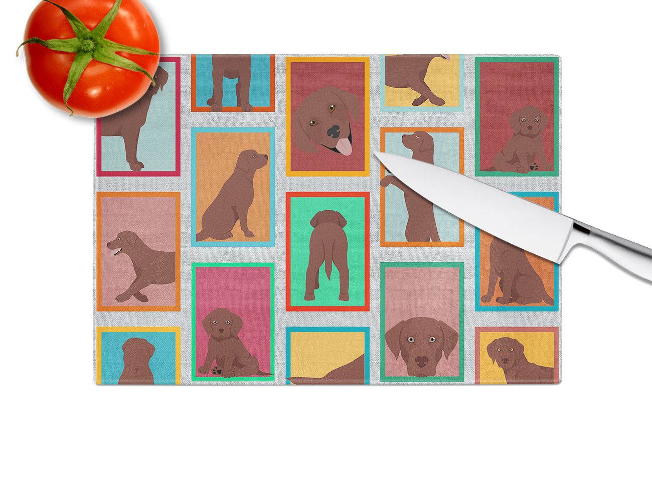 NEW Lots of Chocolate Labrador Retriever Glass Cutting Board Decorative Tempered Glass Kitchen Cutting and Serving Board Large Size Chopping Board
