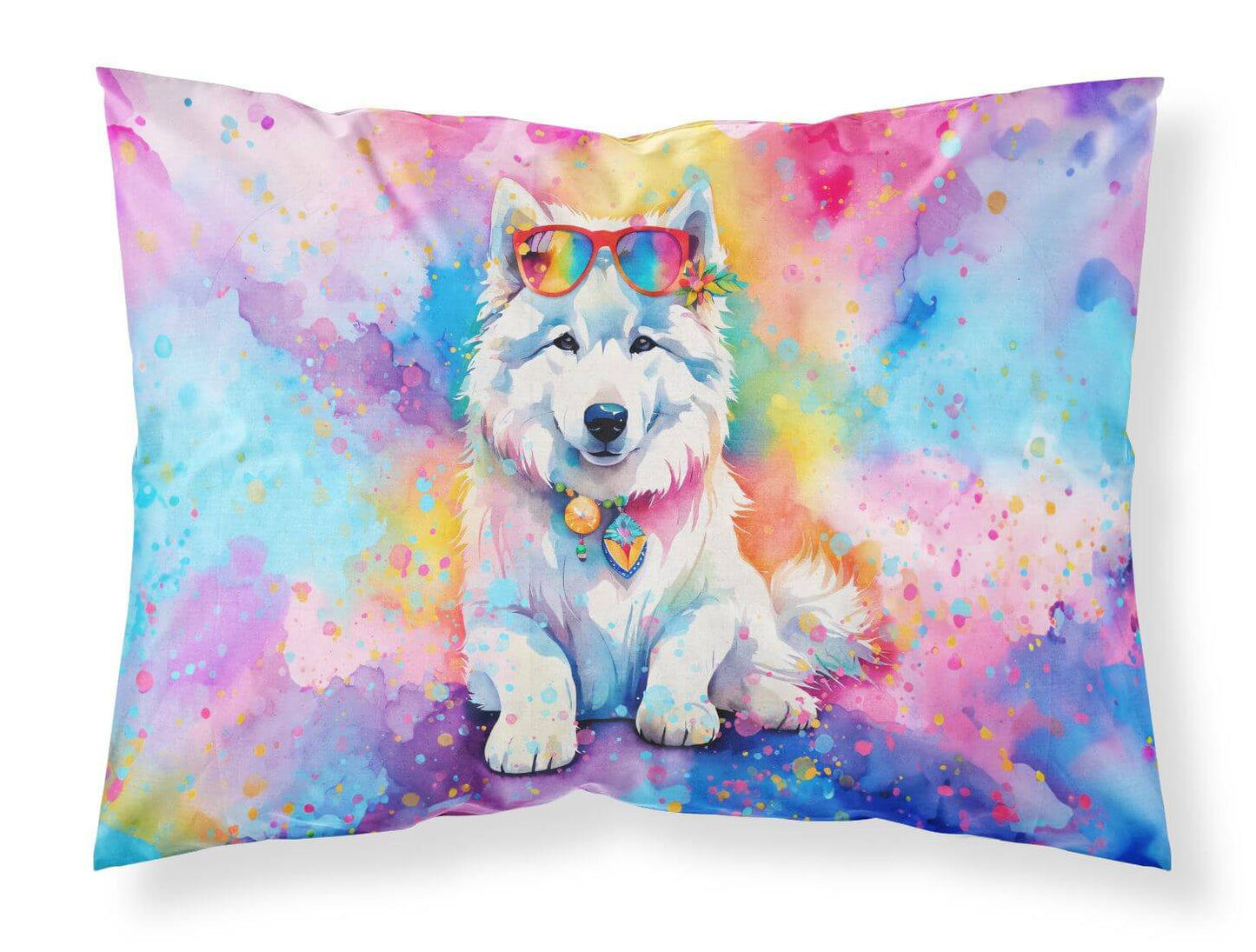 Samoyed Hippie Dawg Standard Pillowcase Lightweight Super Soft Easy Care Decorative Artwork Pillowcase, Standard