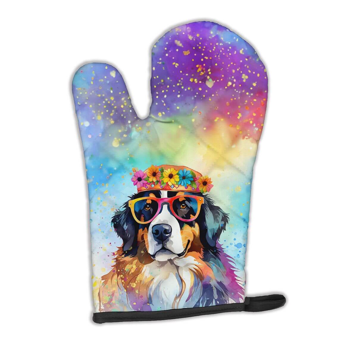 Bernese Mountain Dog Hippie Dawg Oven Mitt Heat Resistant Thick Oven Mitt for Hot Pans and Oven, Kitchen Mitt Protect Hands, Cooking Baking Glove