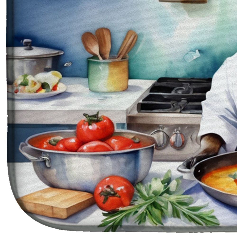 French Bulldog The Chef Dish Drying Mat Absorbent Dish Drying Mat Pad for Kitchen Counter Dish Drainer Mat for Countertop, 14 x 21", Multicolor