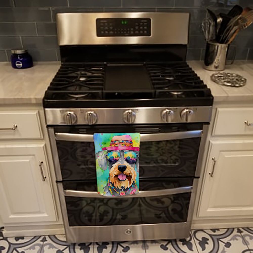 Schnauzer Hippie Dawg Kitchen Towel Dish Cloths Guest Hand Towel Decorative Bathroom Towel for Face,Tea, Dishcloth, Kitchen and Bath