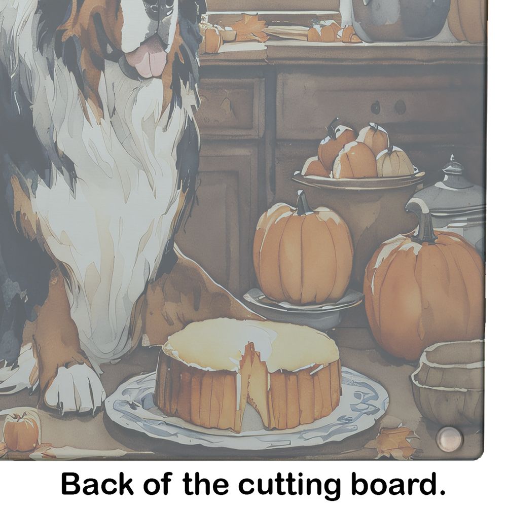 NEW Bernese Mountain Dog Fall Kitchen Pumpkins Glass Cutting Board Decorative Tempered Glass Kitchen Cutting and Serving Board Large Size Chopping Board