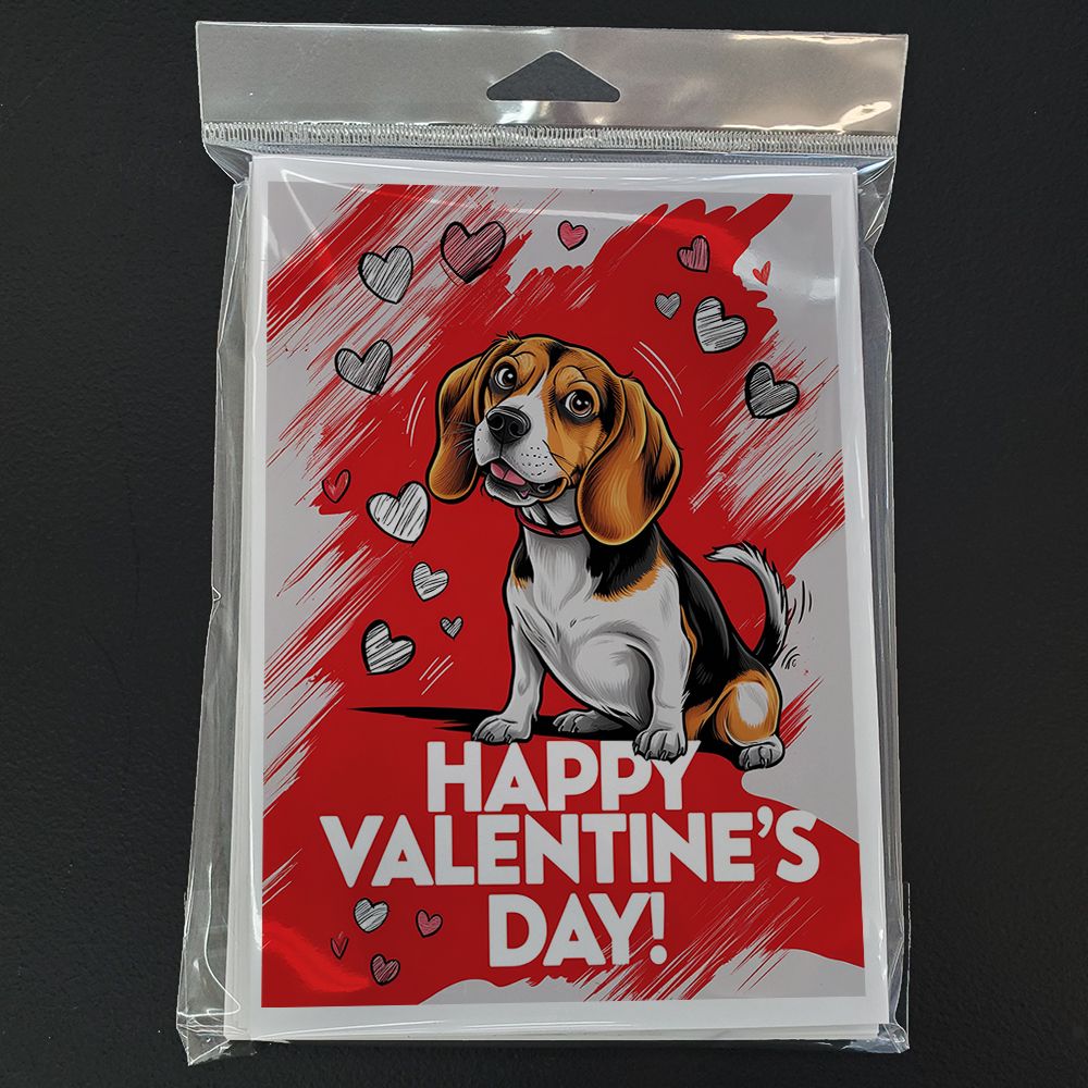Beagle Happy Valentine's Day Greeting Cards Pack of 8 Blank Cards with Envelopes Whimsical A7 Size 5x7 Blank Note Cards