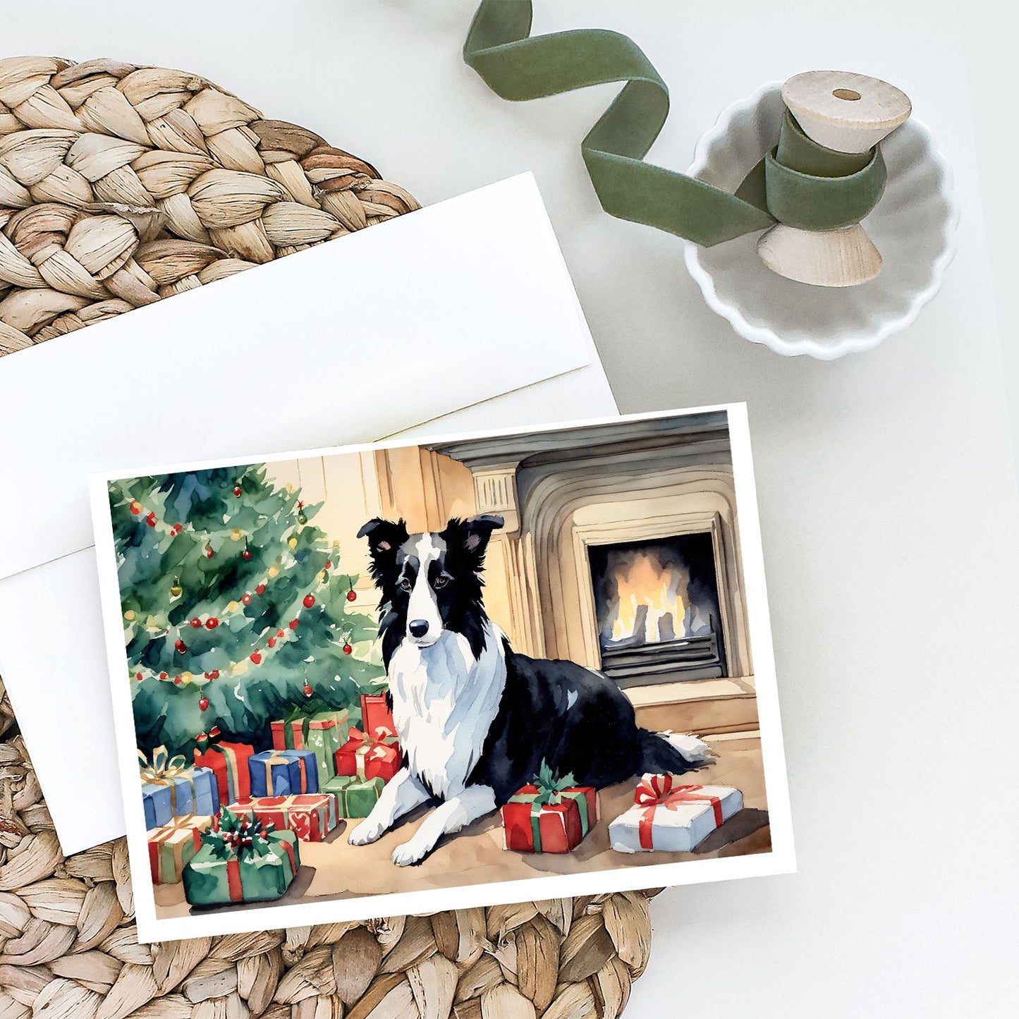Border Collie Christmas Greeting Cards Pack of 8 Blank Cards with Envelopes Whimsical A7 Size 5x7 Blank Note Cards