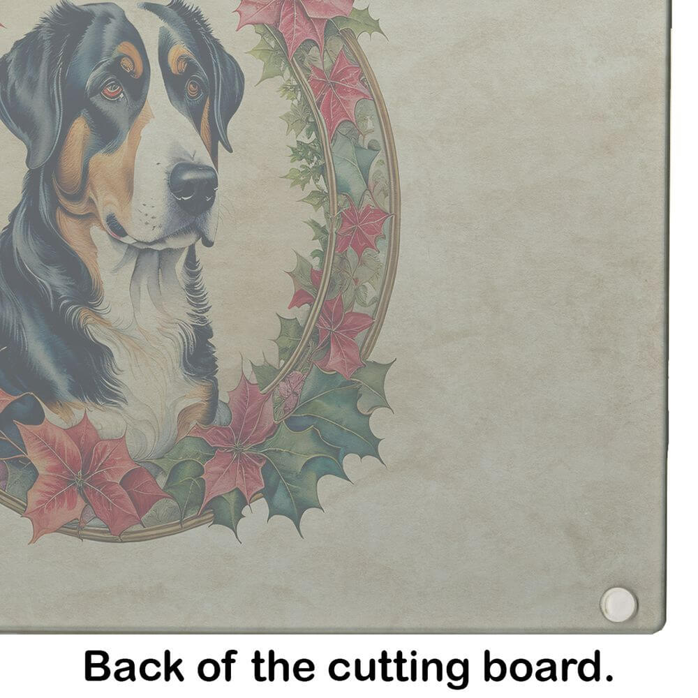 NEW Greater Swiss Mountain Dog Christmas Flowers Glass Cutting Board Decorative Tempered Glass Kitchen Cutting and Serving Board Large Size Chopping Board