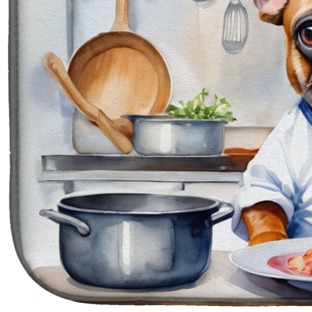 French Bulldog The Chef Dish Drying Mat Absorbent Dish Drying Mat Pad for Kitchen Counter Dish Drainer Mat for Countertop, 14 x 21", Multicolor