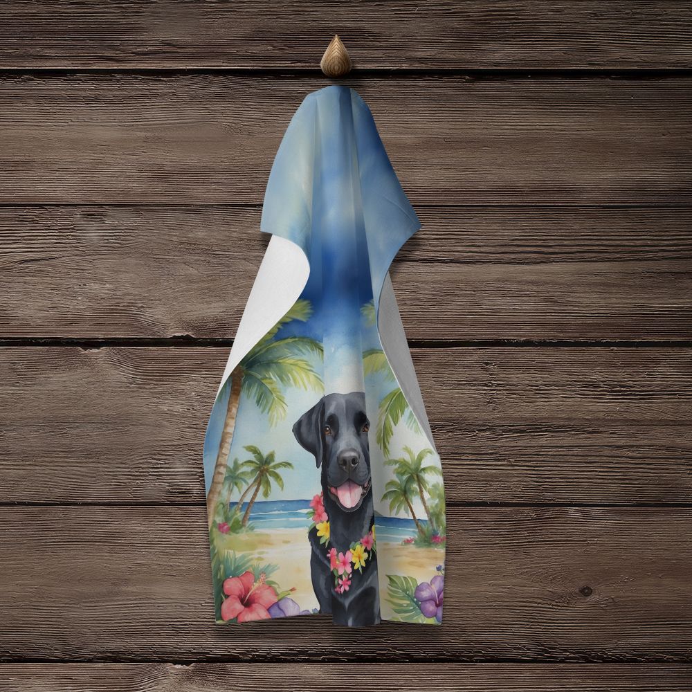 Black Labrador Retriever Luau Kitchen Towel Dish Cloths Guest Hand Towel Decorative Bathroom Towel for Face,Tea, Dishcloth, Kitchen and Bath