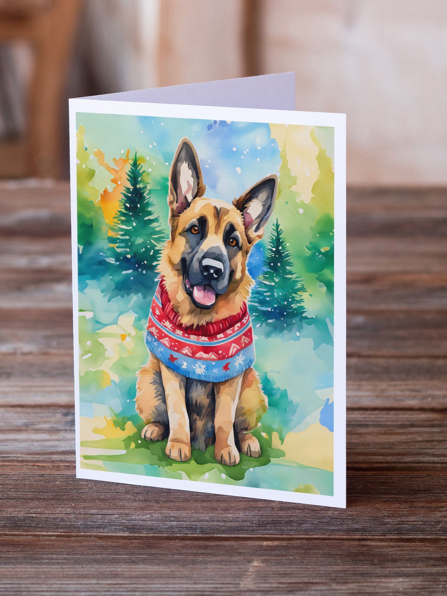 German Shepherd Christmas Greeting Cards Pack of 8 Blank Cards with Envelopes Whimsical A7 Size 5x7 Blank Note Cards
